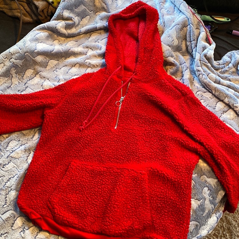 Fuzzy red sweatshirt